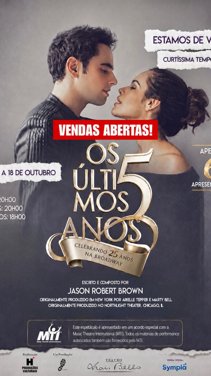 Musical Os Últimos 5 Anos anuncia temporada comemorativa em São Paulo