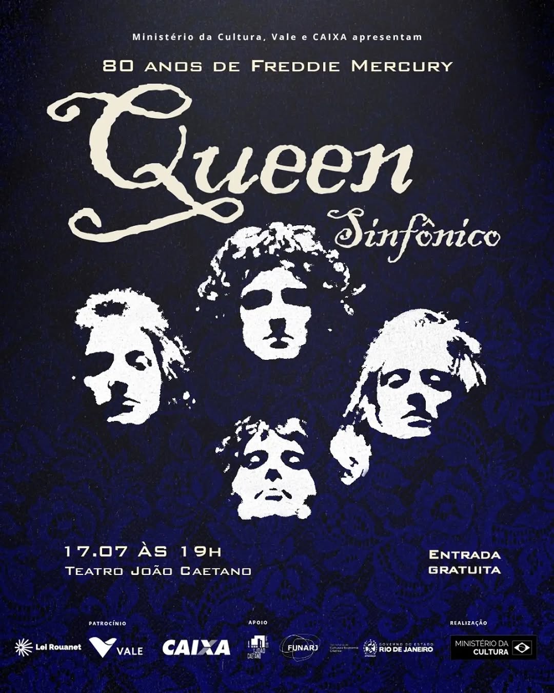 Teatro João Caetano recebe concerto gratuito em homenagem aos 80 anos de Freddie Mercury